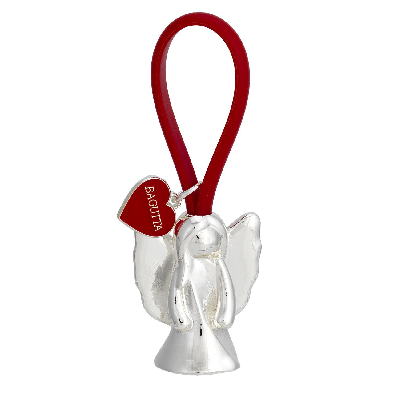 PORTACHIAVI ANGELO 2 SILVER PLATED GANCIO IN SILICONE ROSSO